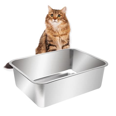 extra large stainless steel litter box with lid|stainless steel kitty litter pan.